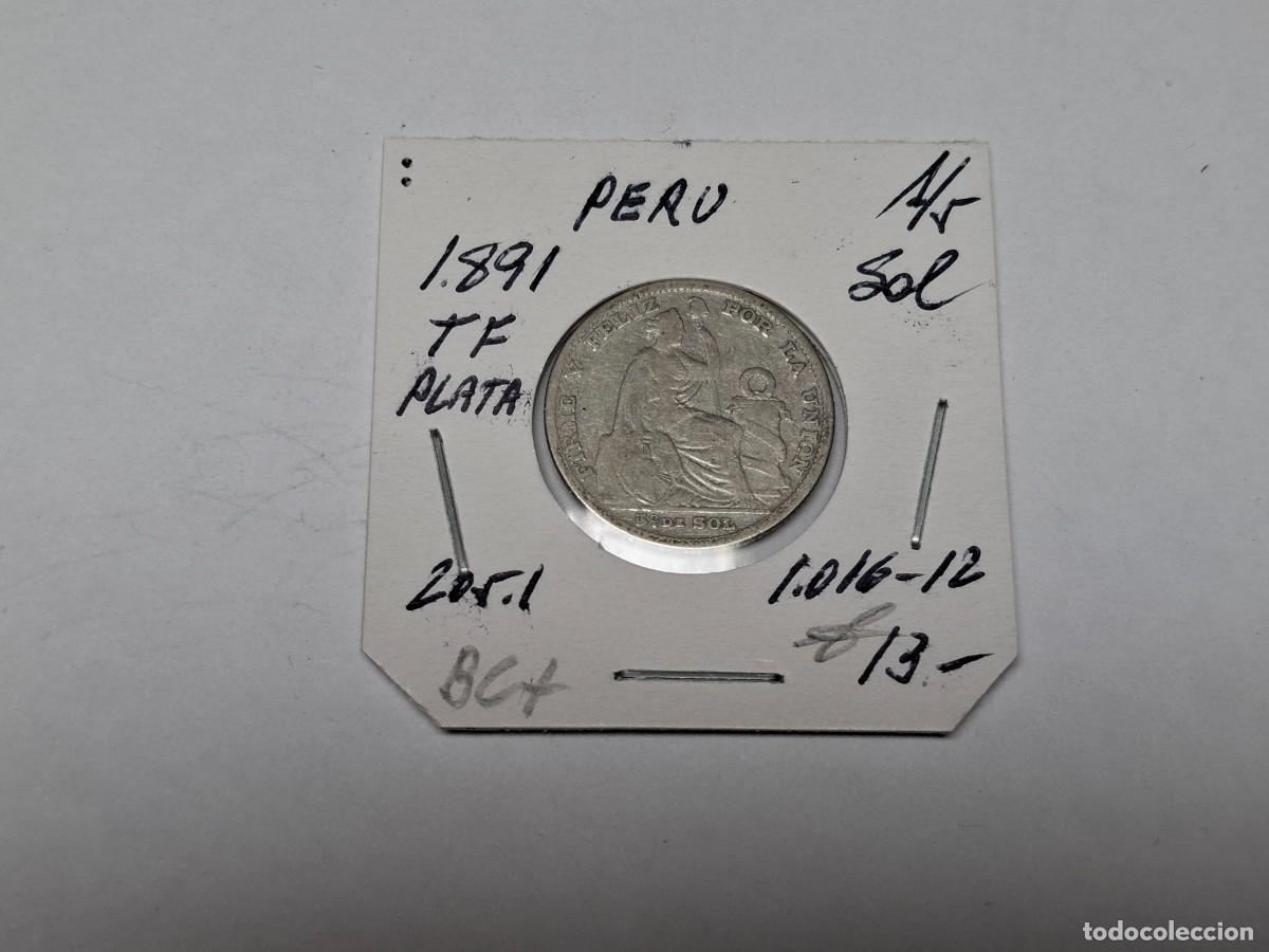 Monedas antiguas de Am&eacute;rica: 1/5 SOL de PLATA de 1891 TF KM 205.1 PERU en BC+