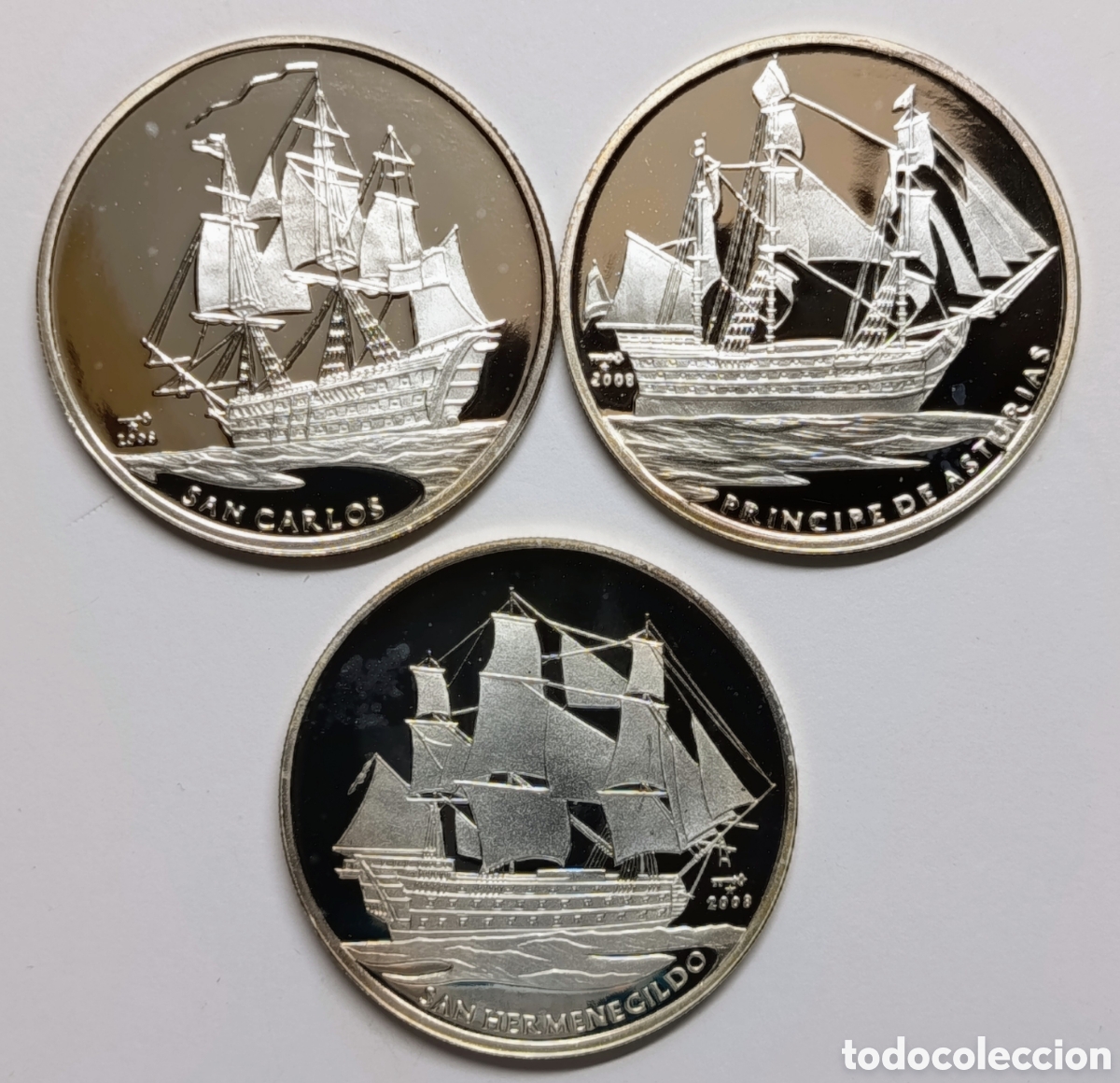 Monedas antiguas de Am&eacute;rica: CUBA. SERIE DE 3 MONEDAS &rdquo;GRANDES BARCOS DE VELA&rdquo;. 10 PESOS. 2008. PLATA. ,999. 20 GRAMOS. ESCASAS