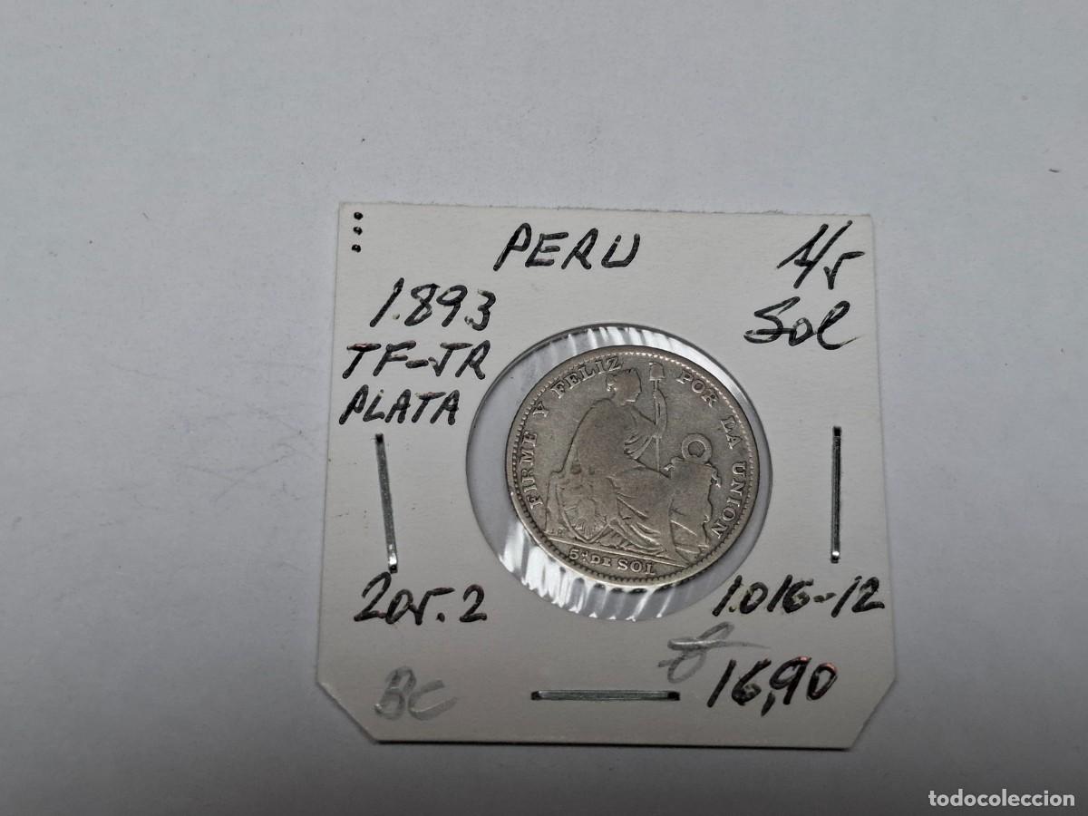 Monedas antiguas de Am&eacute;rica: 1/5 SOL de PLATA de 1893 TF-JR KM 205.2 PERU en BC