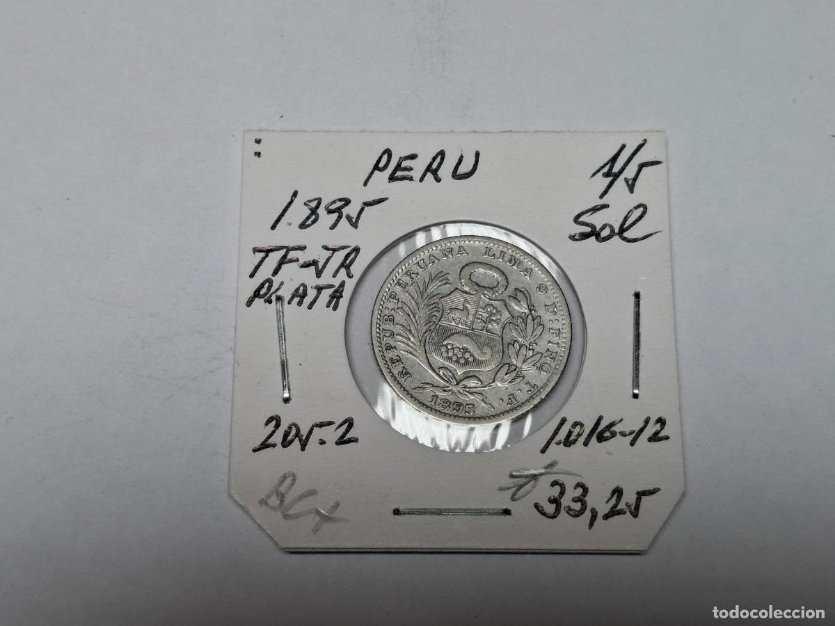 Monedas antiguas de Am&eacute;rica: 1/5 SOL de PLATA de 1895 TF-JR KM 205.2 PERU en BC+