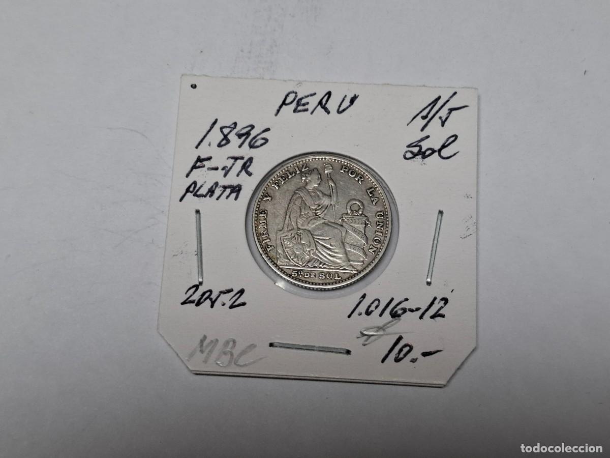 Monedas antiguas de Am&eacute;rica: 1/5 SOL de PLATA de 1896 TF-JR KM 205.2 PERU en MBC