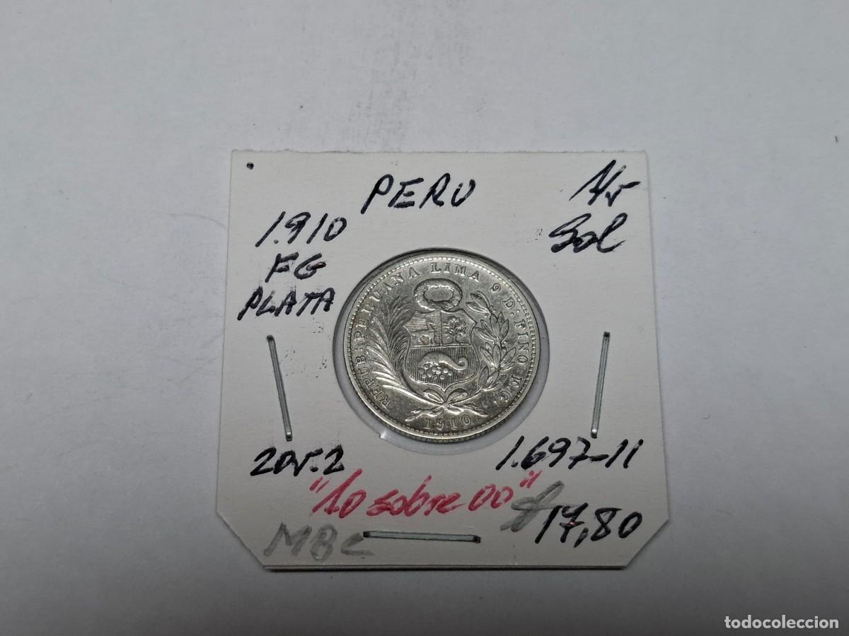 Monedas antiguas de Am&eacute;rica: 1/5 SOL de PLATA de 1910 FG KM 205.2 PERU en MBC