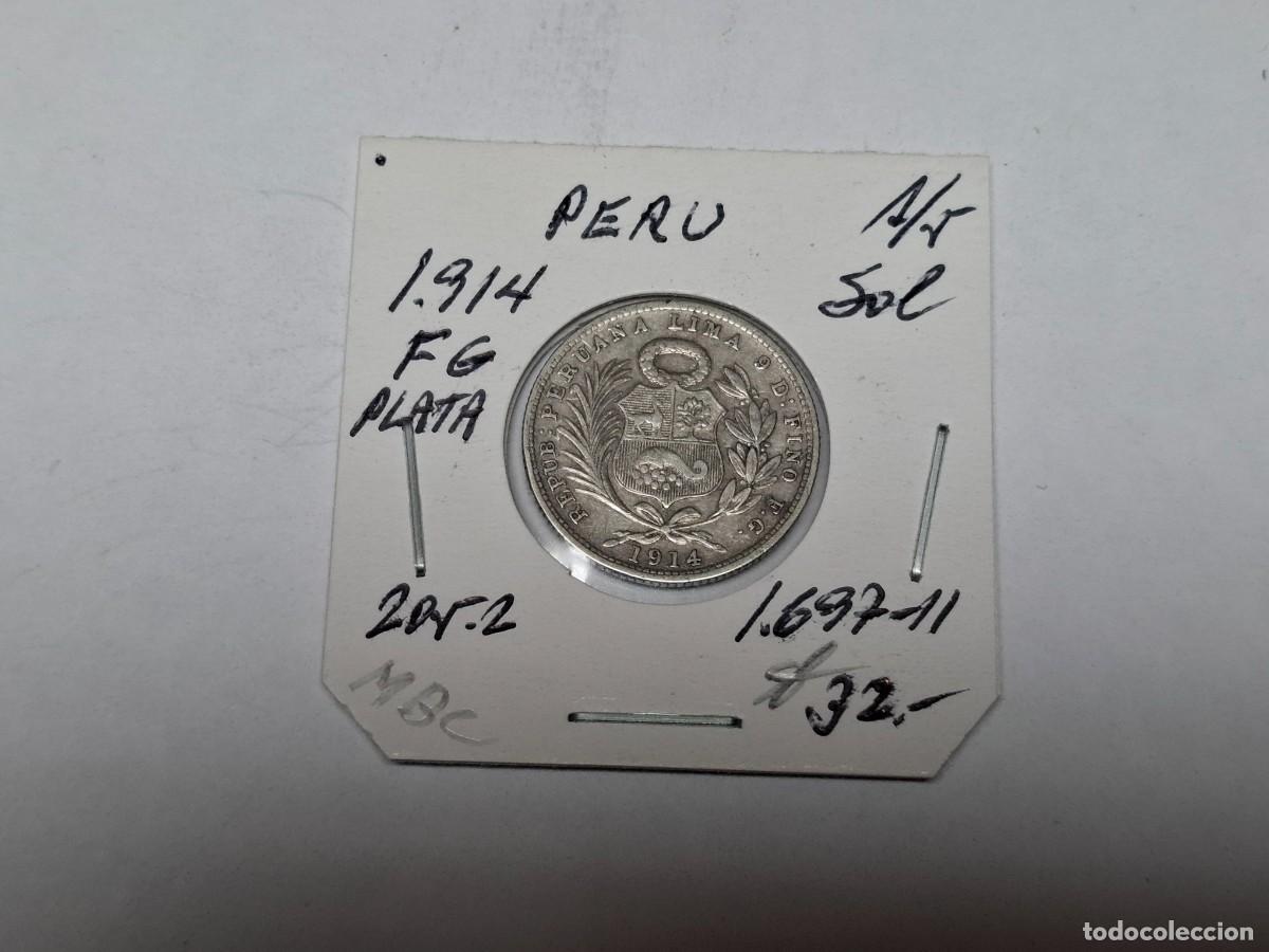 Monedas antiguas de Am&eacute;rica: 1/5 SOL de PLATA de 1914 FG KM 205.2 PERU en MBC