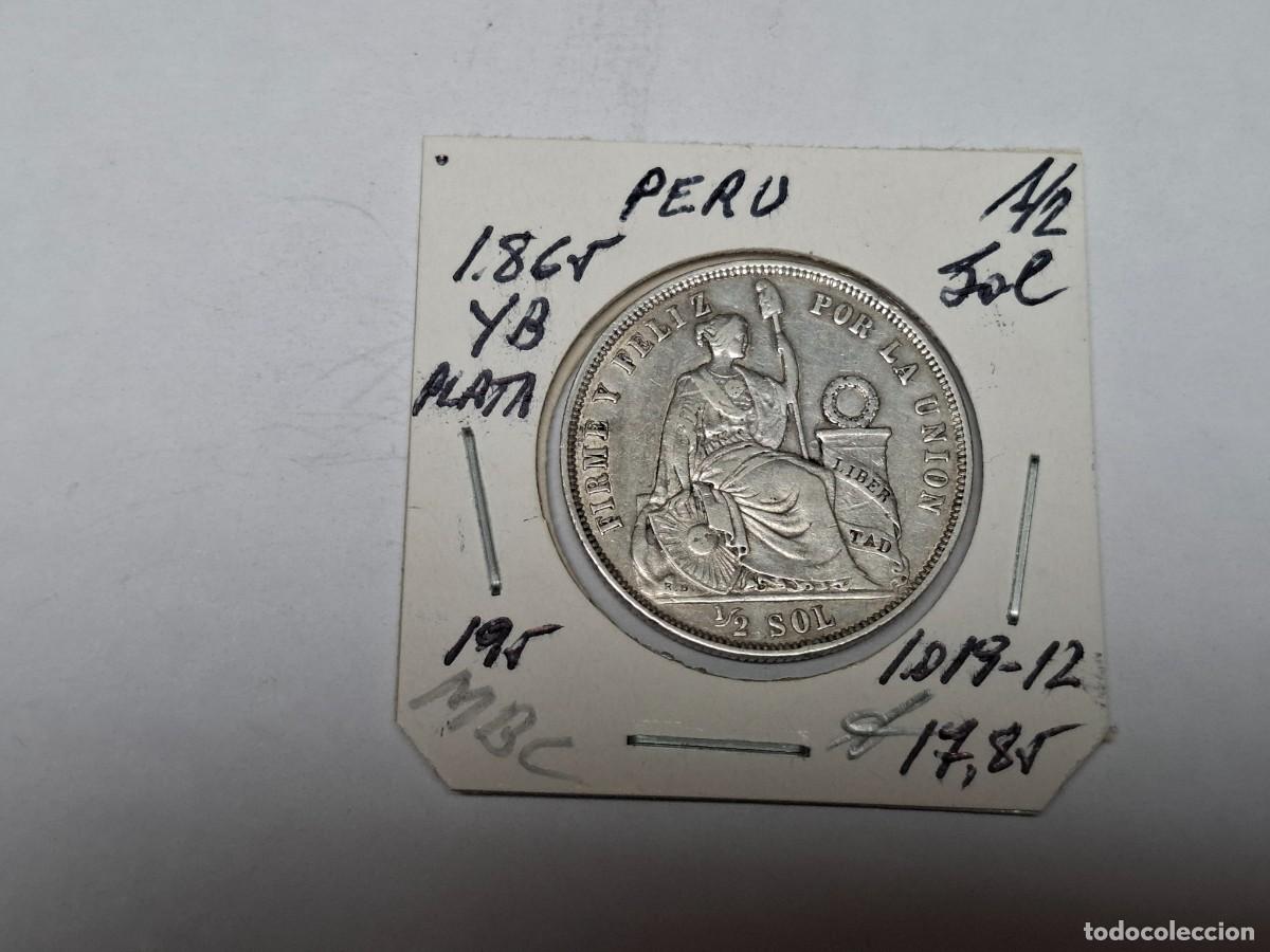 Monedas antiguas de Am&eacute;rica: 1/2 SOL de PLATA de 1865 YB KM 195 PERU en MBC