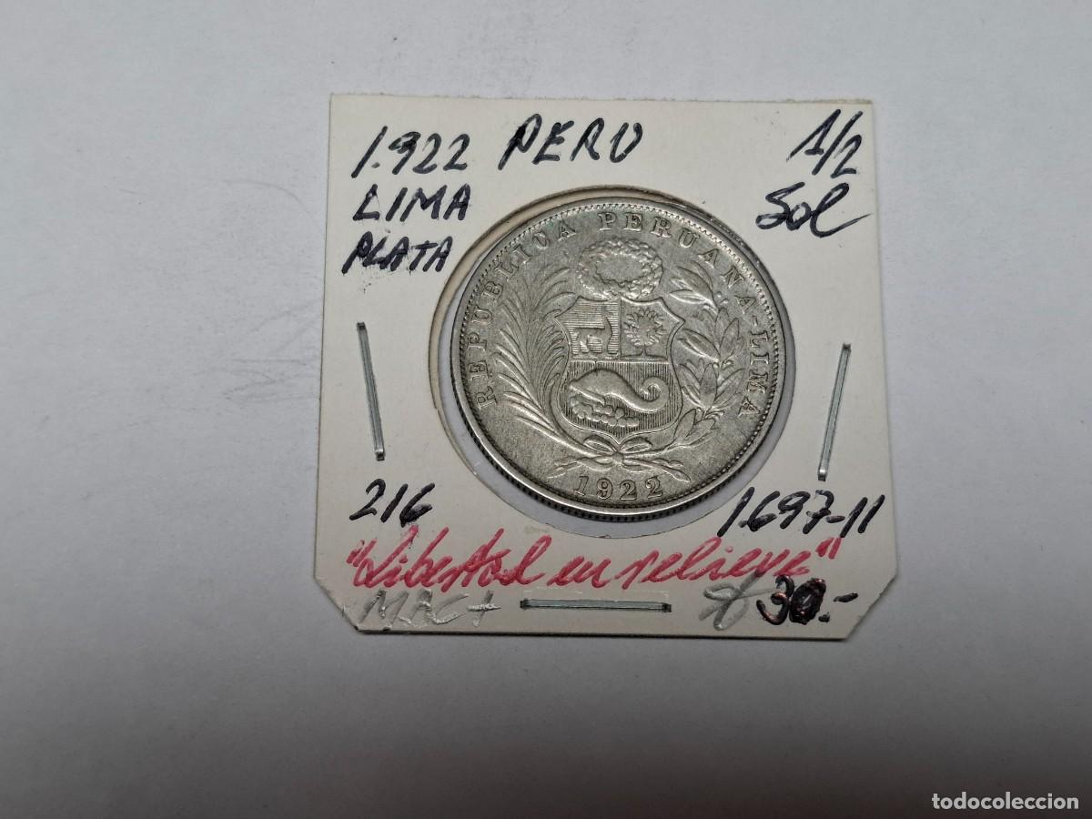 Monedas antiguas de Am&eacute;rica: 1/2 SOL de PLATA de 1922 LIMA KM 216 PERU en MBC+