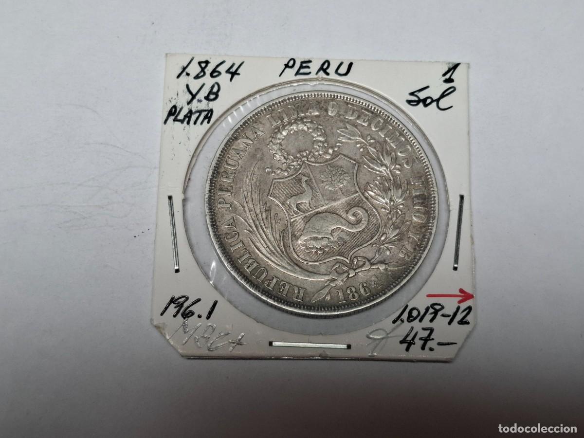 Monedas antiguas de Am&eacute;rica: 1 SOL de PLATA de 1864 YB KM 196.1 PERU en MBC+