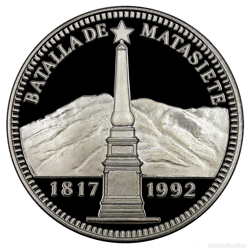 Monedas antiguas de Am&eacute;rica: VENEZUELA 500 bolivares 1992 plata 175 aniversario de la batalla de Matasiete