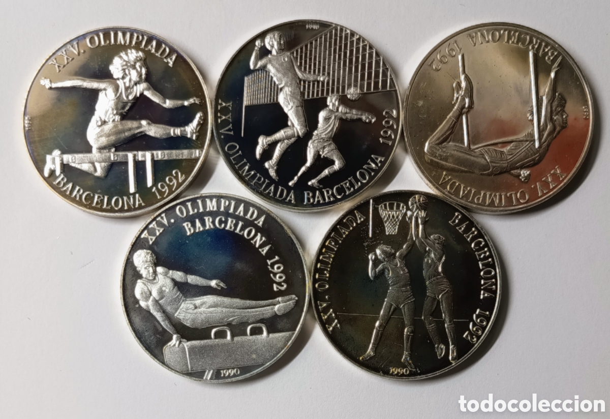 Monedas antiguas de Am&eacute;rica: CUBA. &ldquo;XXV OLIMPIADA BARCELONA 1992&rdquo;. 5 MONEDAS 1990. 10 PESOS. PLATA. PROOF. 28 gramos ,925