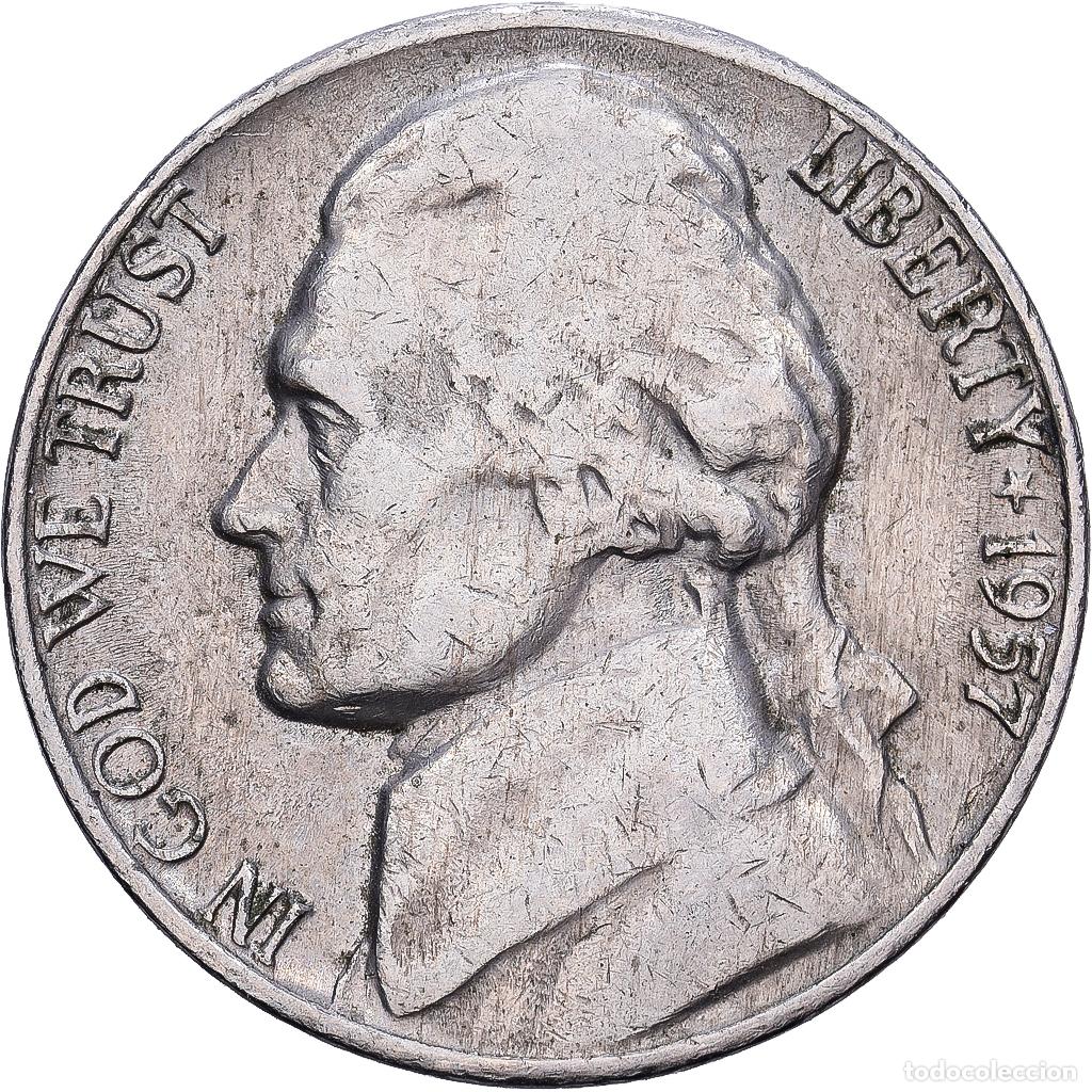 Monedas antiguas de Am&eacute;rica: [#139600] Estados Unidos, 5 Cents, Jefferson, 1957, Denver, Cupronickel, BC+, KM:192