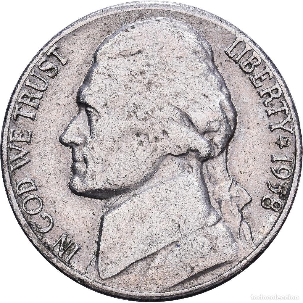 Monedas antiguas de Am&eacute;rica: [#139602] Estados Unidos, 5 Cents, Jefferson, 1958, Denver, Cupronickel, BC+, KM:192