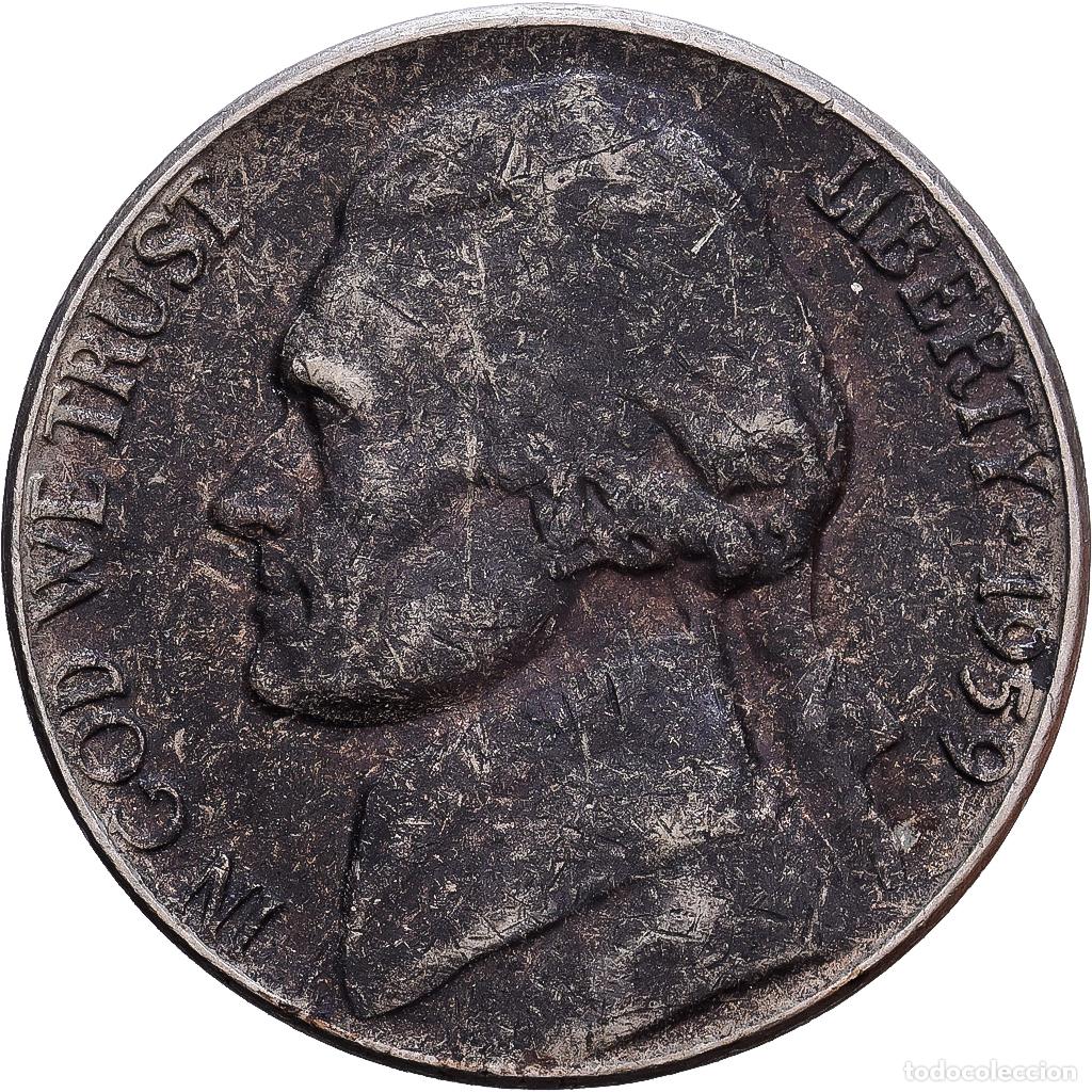 Monedas antiguas de Am&eacute;rica: [#139603] Estados Unidos, 5 Cents, Jefferson, 1959, Philadelphia, Cupronickel, BC+, KM:192