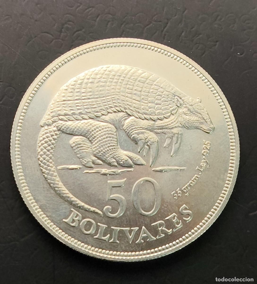 Monedas antiguas de Am&eacute;rica: VENEZUELA A&Ntilde;O 1975 50 BOLIVARES PLATA (925) &rdquo; ARMADILLO &rdquo;