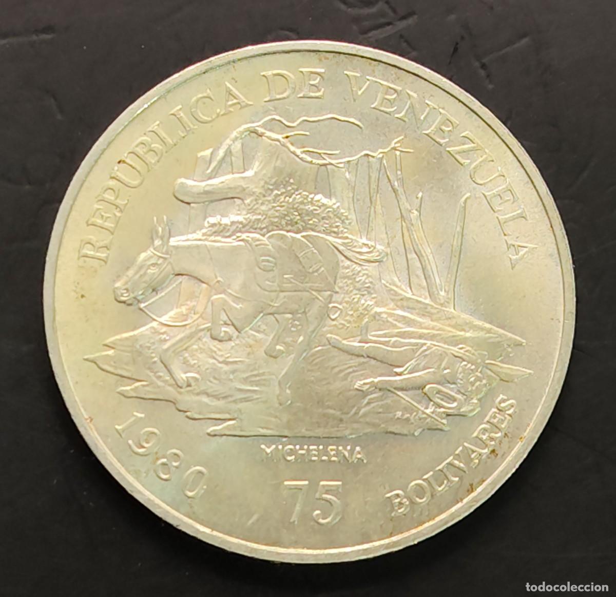 Old Coins of America: VENEZUELA. A&Ntilde;O 1980. 75 BOLIVARES PLATA (900) &rdquo; ANTONIO JOSE DE SUCRE &rdquo;. PESO 17 GR