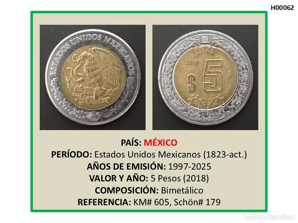 Monedas antiguas de Am&eacute;rica: MONEDA M&Eacute;XICO. 5 PESOS (2018)