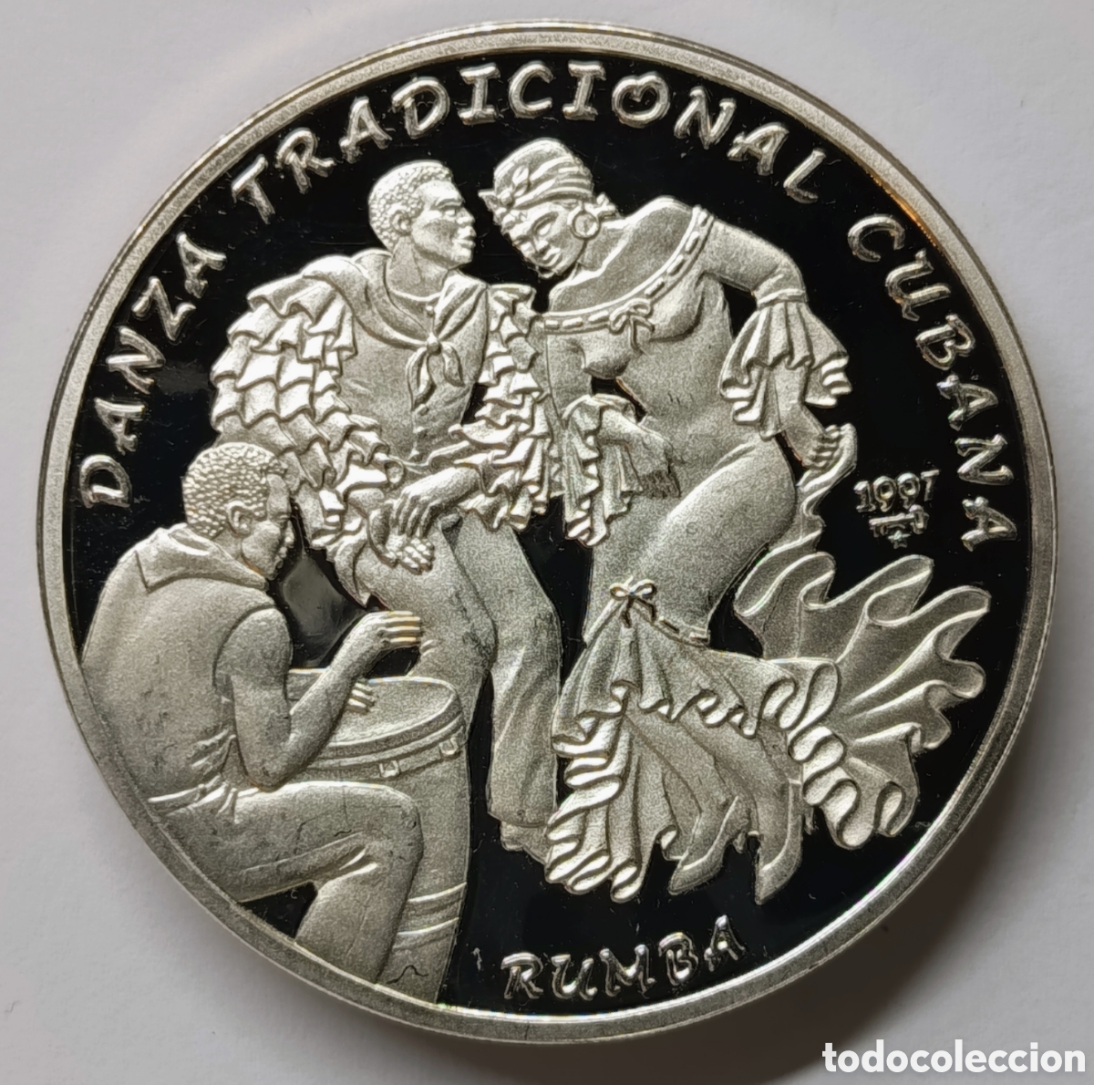 Monedas antiguas de Am&eacute;rica: CUBA. MONEDA &ldquo;DANZA TRADICIONAL CUBANA. RUMBA&rdquo;. 1997. 10 PESOS. PLATA. PROOF ,925. 27 grs.