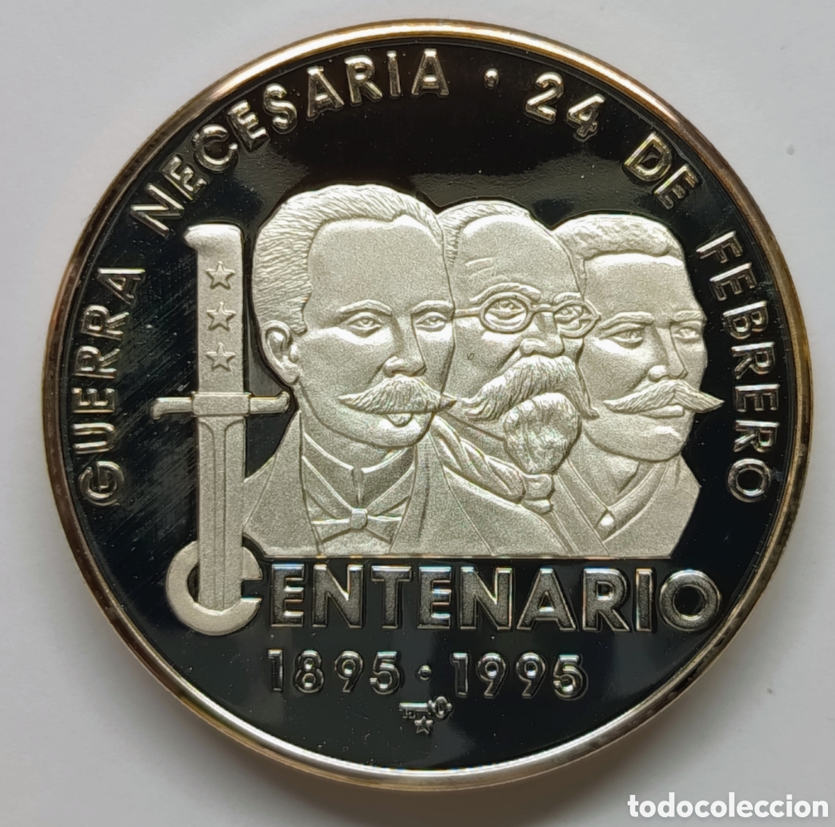 Monedas antiguas de Am&eacute;rica: CUBA. MONEDA &ldquo;GUERRA NECESARIA&rdquo;. PLATA PROOF. 31,10 (1 oz.) ,999. EXTREMADAMENTE RARA