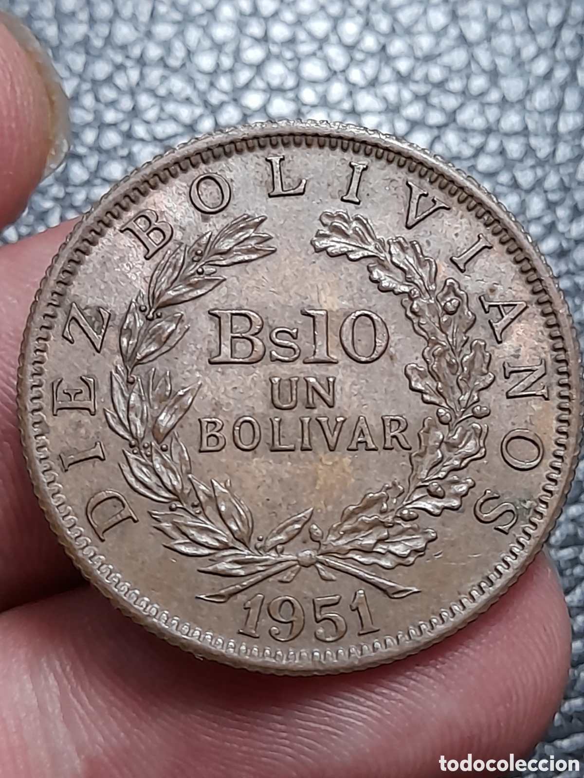 Monete antiche di America: 10 bolivianos 1 bolivar 1951 BOLIVIA