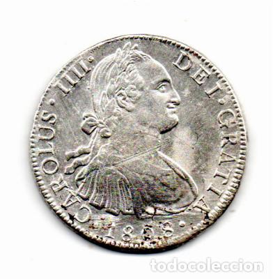Monedas antiguas de Am&eacute;rica: M&Eacute;XICO 1808, 8 REALES, CARLOS IIII, KM-109, M&Eacute;XICO, AG, 27 gr, 896-1000, MBC, 2 FOTOS