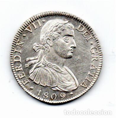 Monedas antiguas de Am&eacute;rica: M&Eacute;XICO 1809, 8 REALES, FERNANDO VII, KM-110, M&Eacute;XICO, AG, 27 gr, 896/1000, MBC+; 2 FOTOS