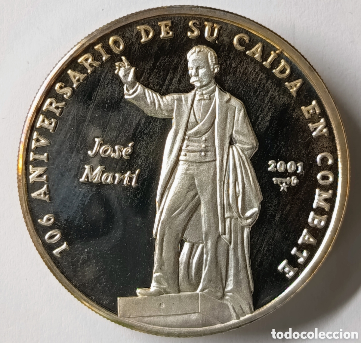 Monedas antiguas de Am&eacute;rica: CUBA. MONEDA 2001 &ldquo;106 ANIVERSARIO DE SU CA&Iacute;DA EN COMBATE. JOS&Eacute; MART&Iacute;&rdquo;. PLATA PROOF. 31,10 (1 oz.)
