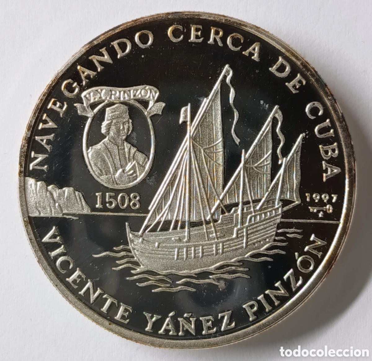 Monedas antiguas de Am&eacute;rica: CUBA. MONEDA 1997 &ldquo;NAVEGANDO CERCA DE CUBA&rdquo;. PLATA. PROOF. 20 grs. ,999. ESCASA