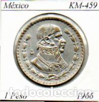Monedas antiguas de Am&eacute;rica: M&Eacute;XICO 1966, 1 PESO, KM-459, MBC;