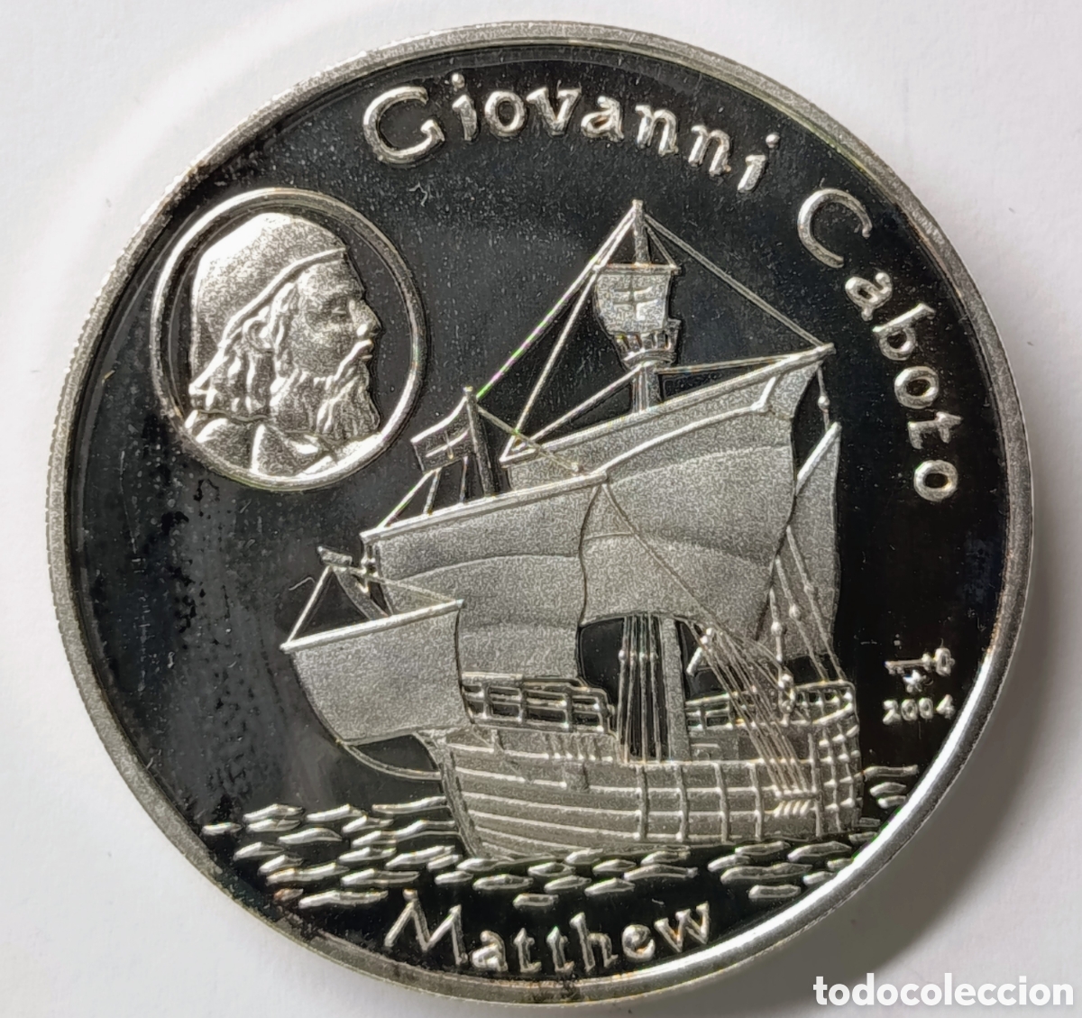 Monedas antiguas de Am&eacute;rica: CUBA. MONEDA DE 10 PESOS 2004. &ldquo;GIOVANNI CABOTO&rdquo; PLATA. PROOF. 20 grs. ,999. RARA
