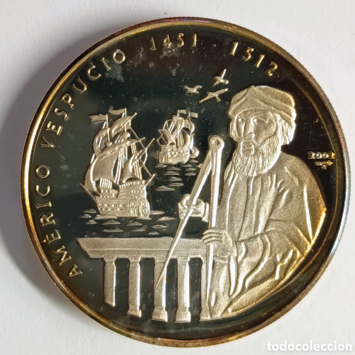 Monedas antiguas de Am&eacute;rica: CUBA. MONEDA DE 10 PESOS 2002. &ldquo;AMERICO VESPUCIO&rdquo; PLATA. PROOF. 20 grs. ,999