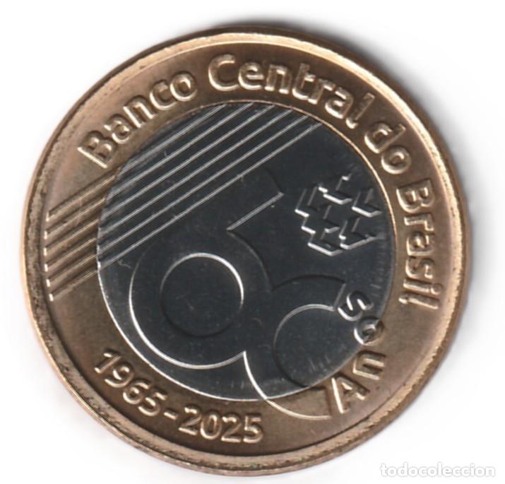 Monedas antiguas de Am&eacute;rica: Brasil 1 real 2025 Bimet&aacute;lica UC# 306