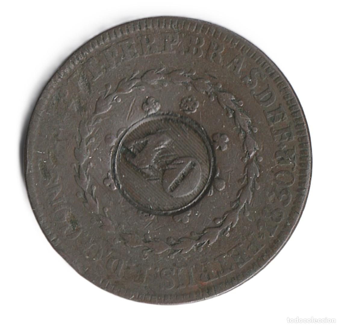 Monedas antiguas de Am&eacute;rica: Brasil 40 reis sobre moneda de 80 reis