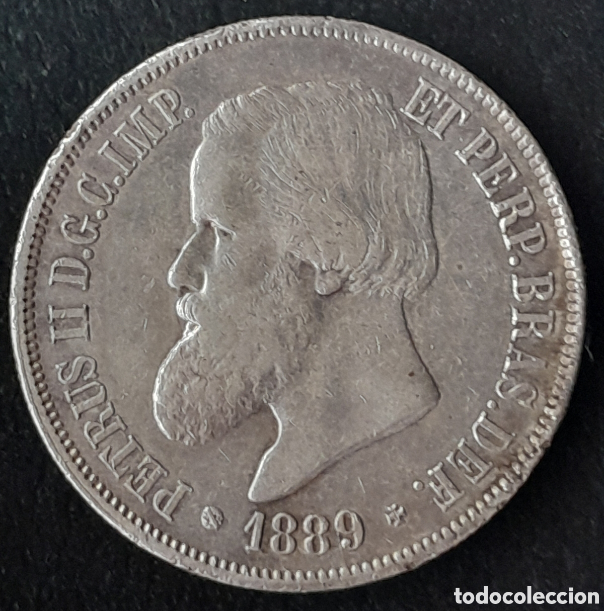 Monedas antiguas de Am&eacute;rica: Brasil 1889. 2000 reis. moneda plata. Pedro II. Km 485. decreto 1870