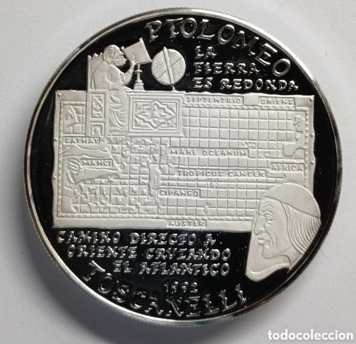 Monedas antiguas de Am&eacute;rica: CUBA. 10 PESOS 1992. &ldquo;PTOLOMEO. LA TIERRA ES REDONDA&rdquo; PLATA. PROOF. 20 grs. ,999
