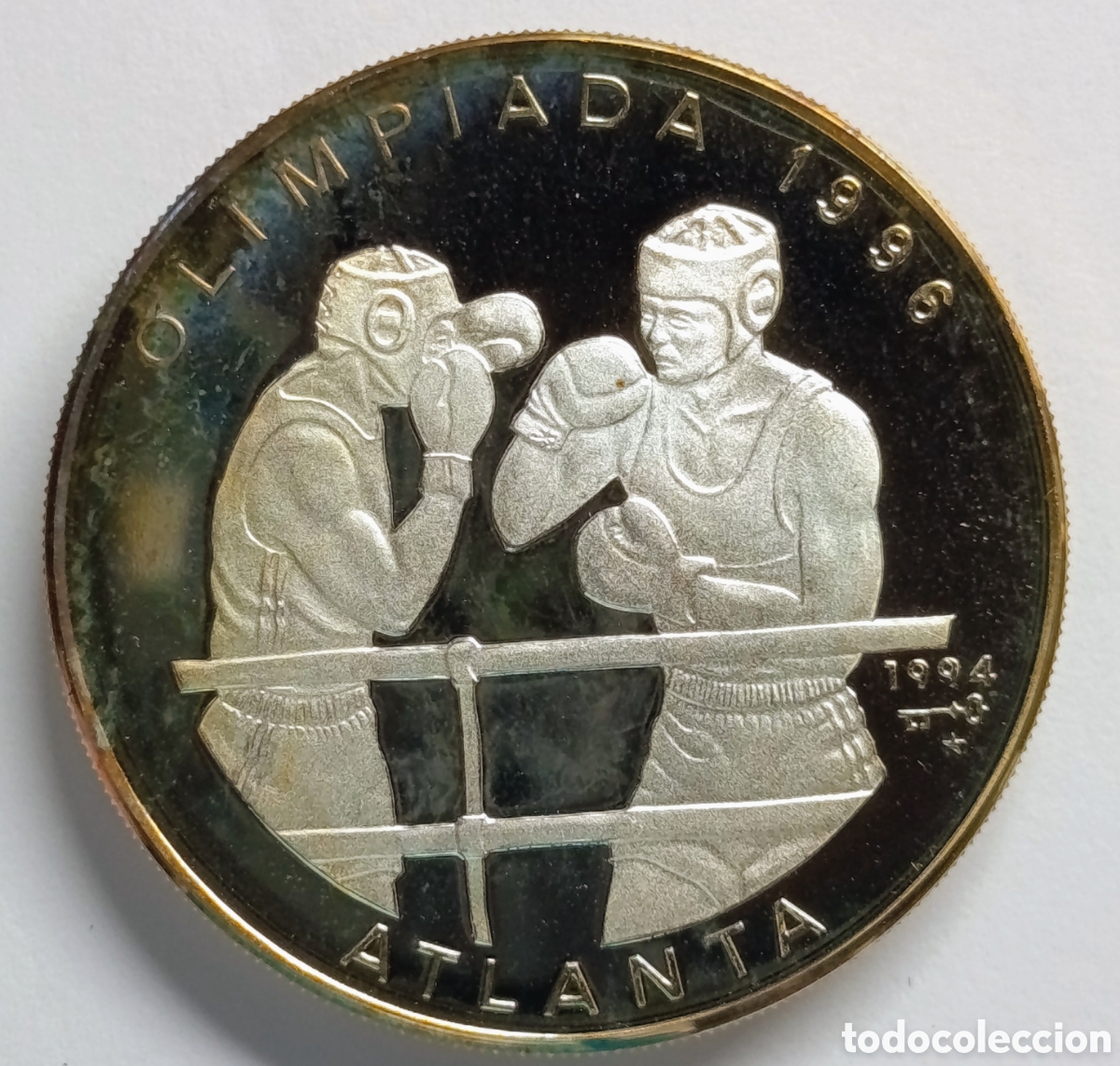 Monedas antiguas de Am&eacute;rica: CUBA. 10 PESOS 1994. &ldquo;OLIMPIADA ATLANTA 1996&rdquo; PLATA. PROOF. 20 grs. ,999