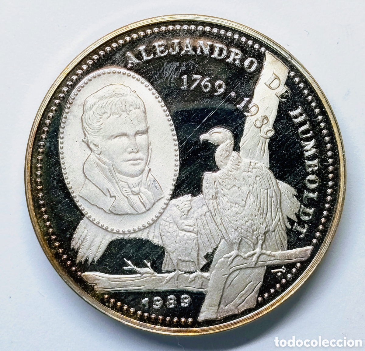 Monedas antiguas de Am&eacute;rica: CUBA. MONEDA DE 5 PESOS 1989. &ldquo;ALEXANDER VON HUMBOLDT&rdquo; PLATA. PROOF. 16 grs. ,999. RARA: SOLO 3.000