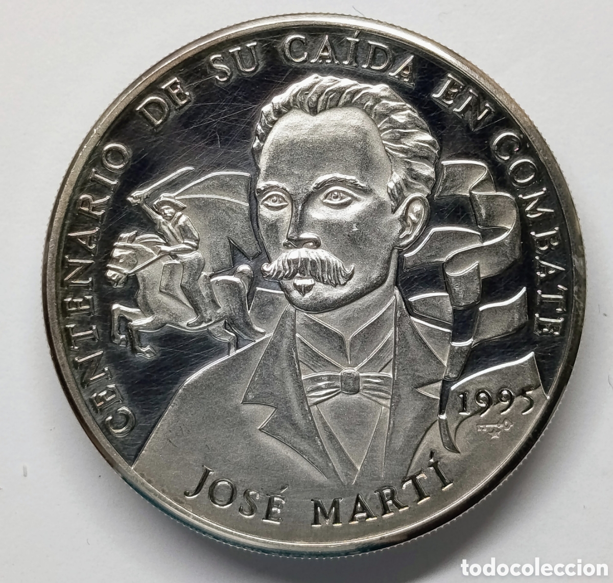 Monedas antiguas de Am&eacute;rica: CUBA. 10 PESOS 1995. &ldquo;CENTENARIO DE SU CA&Iacute;DA EN COMBATE. JOS&Eacute; MART&Iacute;&rdquo; PLATA. PROOF. 31,10 grs.(1 oz.)