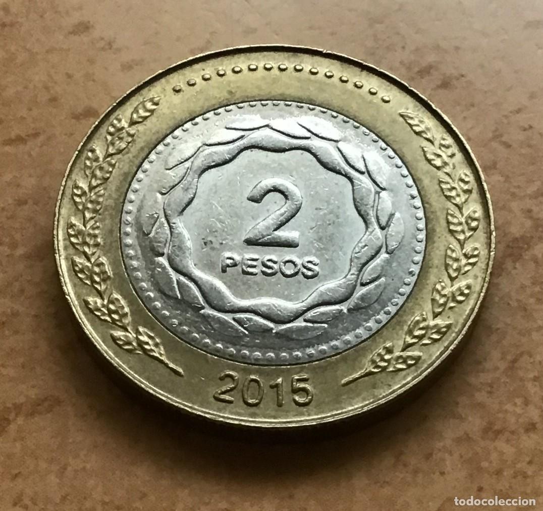 Monedas antiguas de Am&eacute;rica: 2 pesos de Argentina. A&ntilde;o 2015