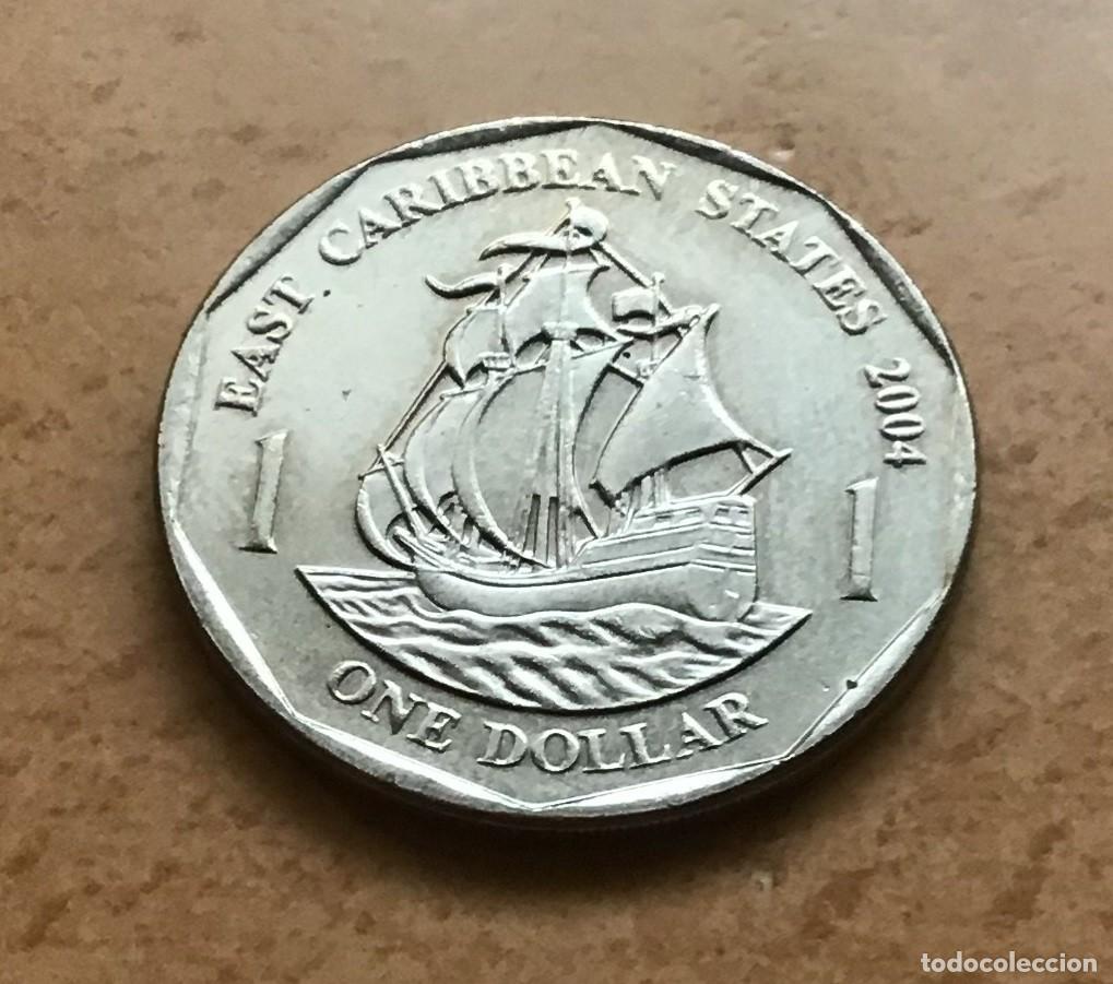 Monedas antiguas de Am&eacute;rica: 1 d&oacute;lar de East Caribbean States (Caribe Oriental). A&ntilde;o 2004