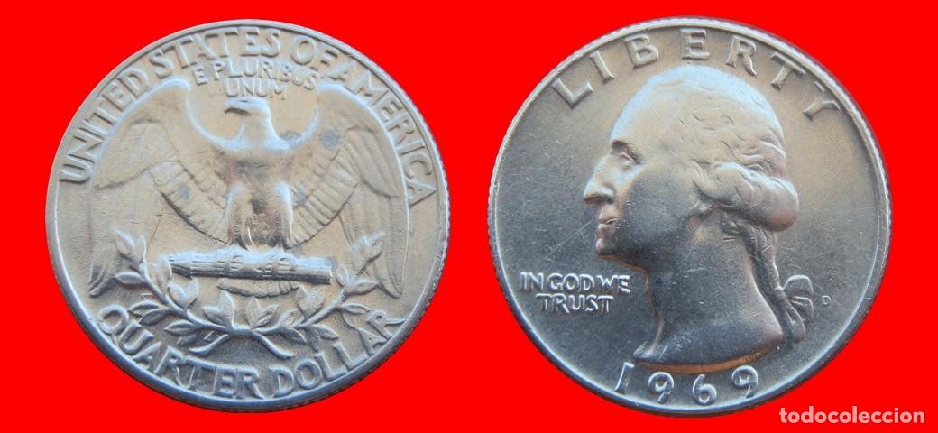 Monedas antiguas de Am&eacute;rica: 25 CENTAVOS QUARTER 1969-D USA-153699