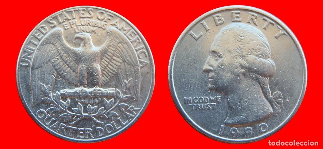 Monedas antiguas de Am&eacute;rica: 25 CENTAVOS QUARTER 1990-D USA-153706