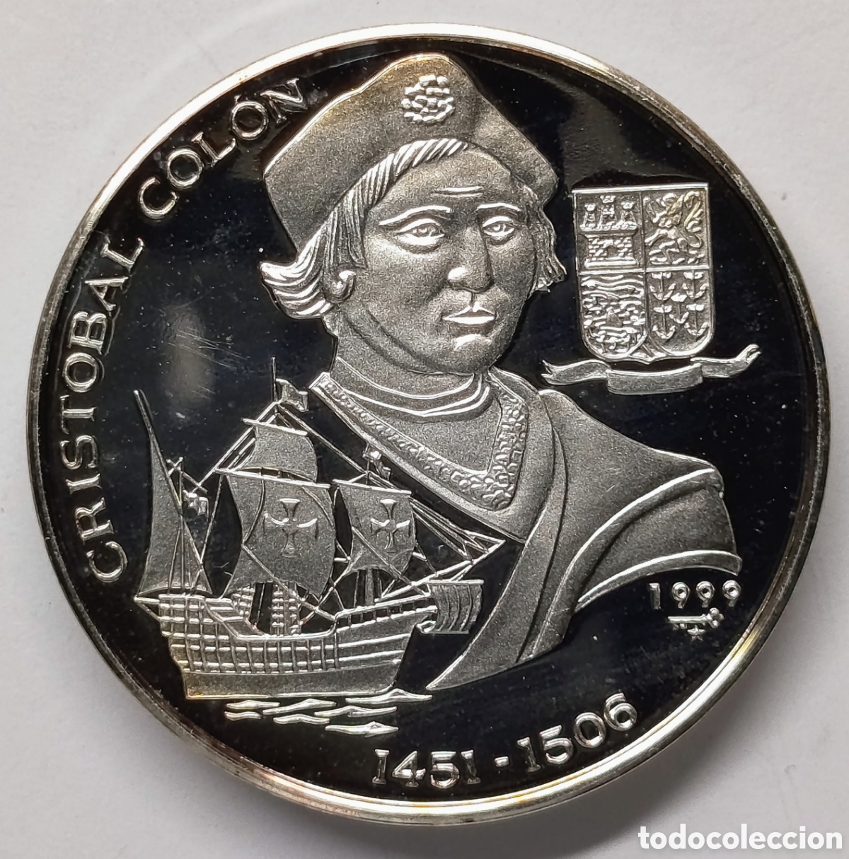 Monedas antiguas de Am&eacute;rica: CUBA. MONEDA DE 10 PESOS 1999. &ldquo;CRIST&Oacute;BAL COL&Oacute;N&rdquo;. PLATA. PROOF. 15 grs. ,999. RARA
