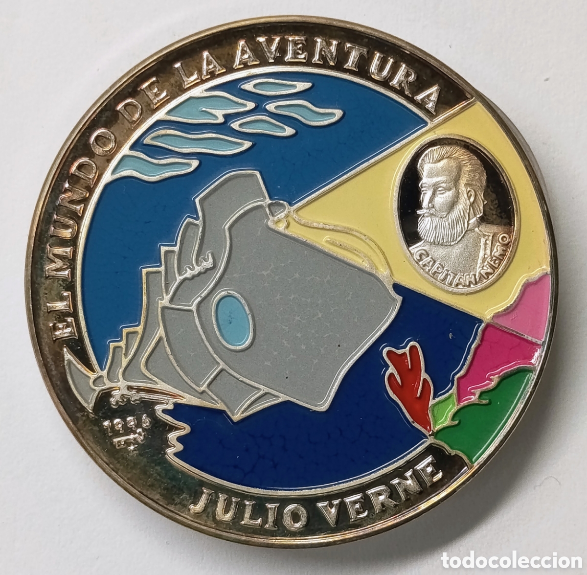 Monedas antiguas de Am&eacute;rica: CUBA. 10 PESOS 1996. &ldquo;EL MUNDO DE LA AVENTURA. JULIOL VERNE&rdquo;. PLATA. PROOF. 15 grs. ,999. MULTICOLOR
