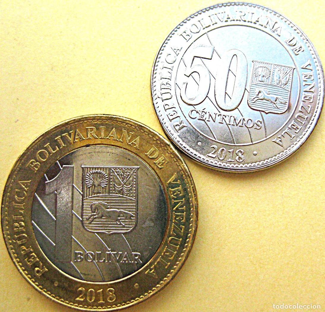 Monedas antiguas de Am&eacute;rica: Venezuela: Set de 2 monedas: 50 Ctmos. y 1 Bolivar/ Sin Circular.