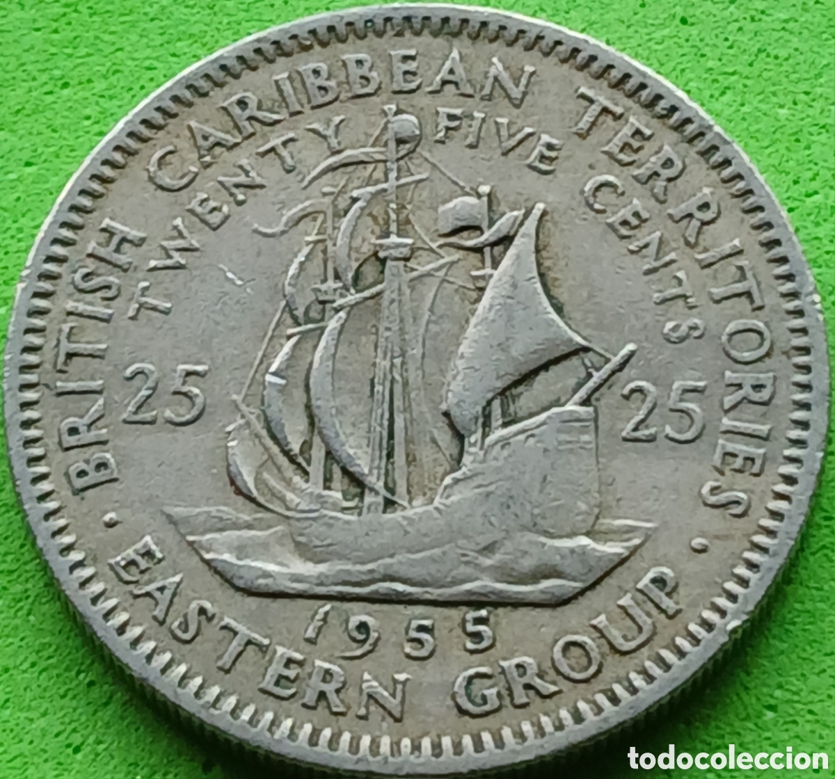 Monedas antiguas de Am&eacute;rica: Estados del Caraibe Oriental 25 cents 1955 km#6