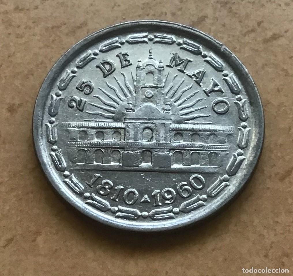Monedas antiguas de Am&eacute;rica: 1 peso conmemorativo de Argentina. 150 a&ntilde;os revoluci&oacute;n de Mayo. A&ntilde;o 1960
