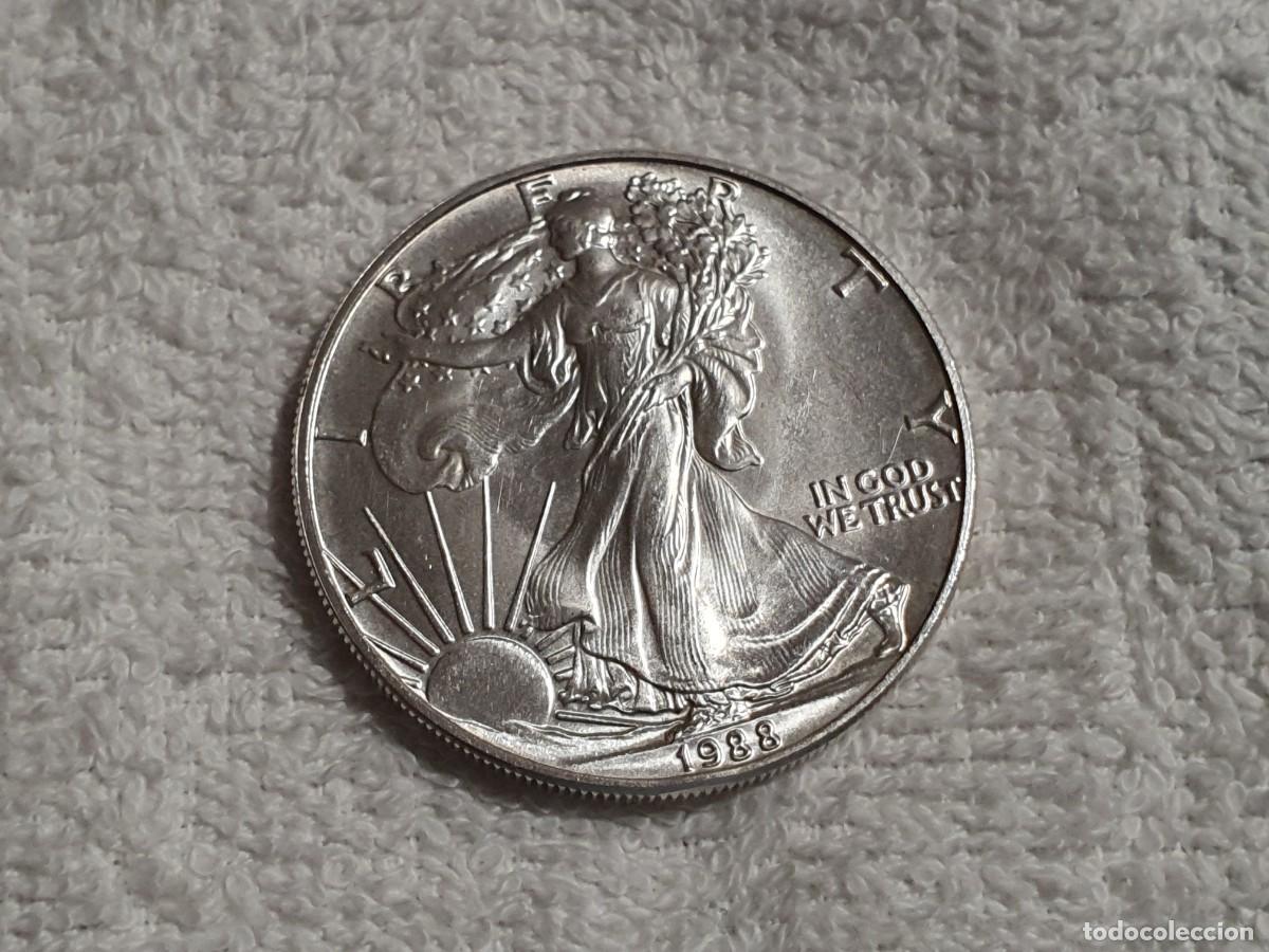 Monedas antiguas de Am&eacute;rica: 1 onza de plata liberty 1988 moneda USA