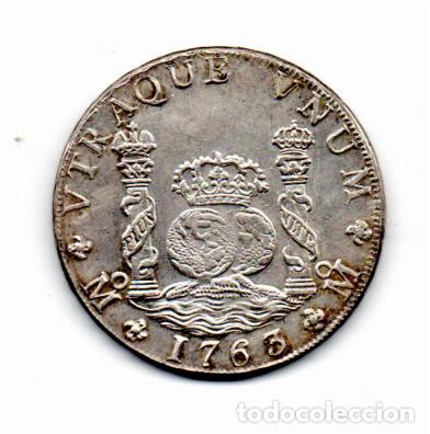 Monedas antiguas de Am&eacute;rica: M&Eacute;XICO 1763, 8 REALES, CARLOS III, KM-105, M&Eacute;XICO, AG, EBC, 2 FOTOS