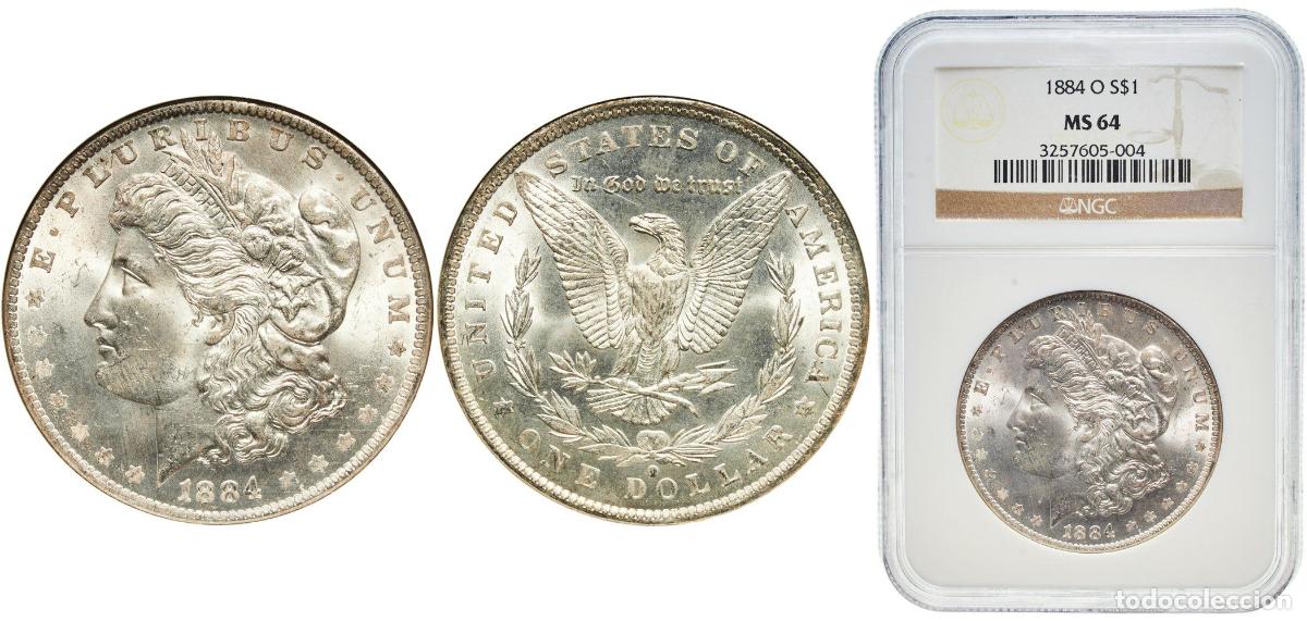 Monedas antiguas de Am&eacute;rica: United States Federal republic 1884 O 1 Dollar &rdquo;Morgan Dollar&rdquo; Silver (.900) (.100 copper) New Orle