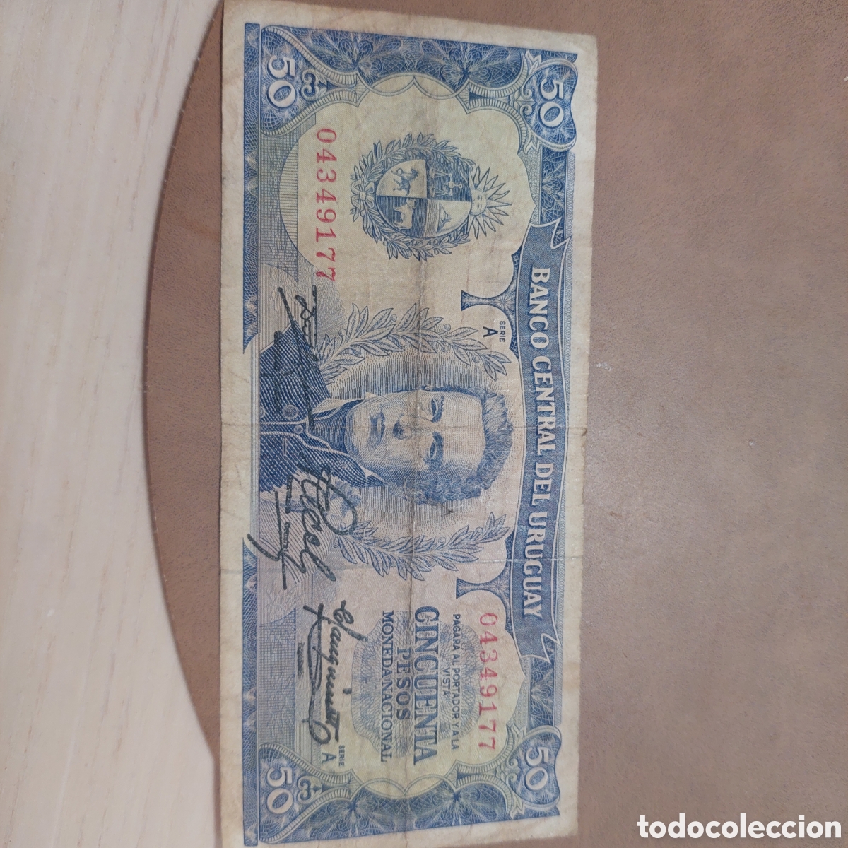 Monedas antiguas de Am&eacute;rica: Billete 50 pesos de Uruguay.