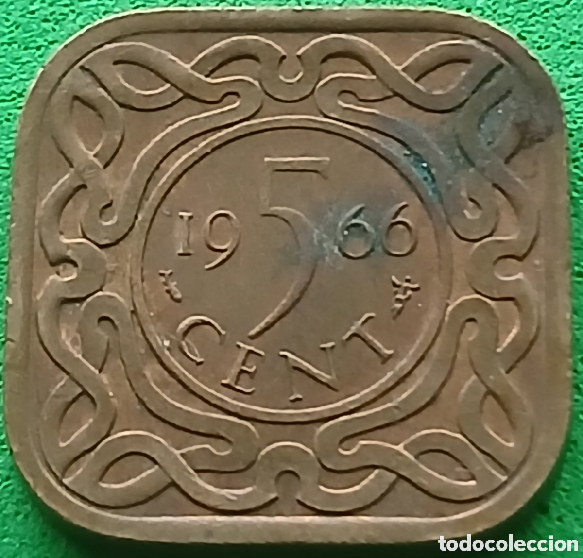 Monedas antiguas de Am&eacute;rica: Surinam 5 cent 1966 km#12 ceca &rdquo;pescado&rdquo;