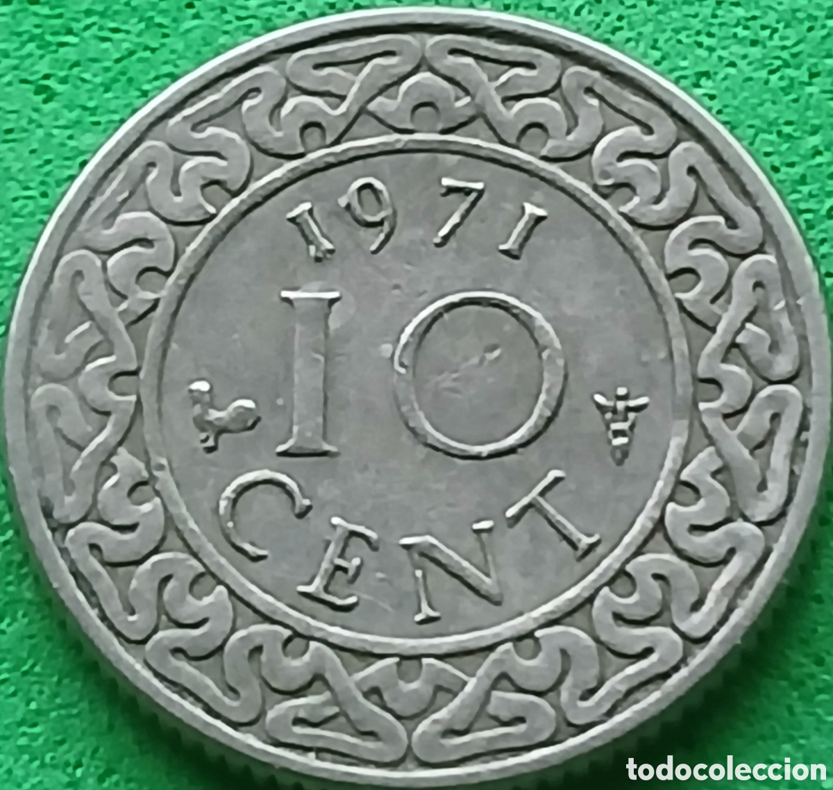 Old Coins of America: Surinam 10 cent 1971 km#13 poco com&uacute;n